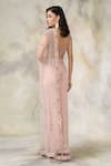Shop_Pooja Peshoria_Pink Net Sweetheart Neck Embroidered Saree With Off Shoulder Blouse _at_Aza_Fashions