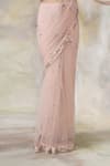 Pooja Peshoria_Pink Net Sweetheart Neck Embroidered Saree With Off Shoulder Blouse _at_Aza_Fashions