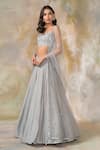 Pooja Peshoria_Grey Georgette Sweetheart Neck Embellished Lehenga Set _Online_at_Aza_Fashions