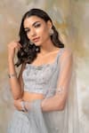 Shop_Pooja Peshoria_Grey Georgette Sweetheart Neck Embellished Lehenga Set _Online_at_Aza_Fashions