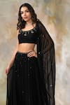 Buy_Pooja Peshoria_Black Net, Georgette Round Embellished Lehenga Set _Online_at_Aza_Fashions