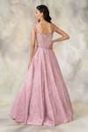 Shop_Pooja Peshoria_Pink Satin Sweetheart Neck Embellished Gown _at_Aza_Fashions
