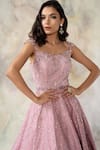 Buy_Pooja Peshoria_Pink Satin Sweetheart Neck Embellished Gown _Online_at_Aza_Fashions