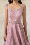 Shop_Pooja Peshoria_Pink Satin Sweetheart Neck Embellished Gown _Online_at_Aza_Fashions