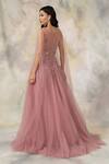 Shop Pooja Peshoria Pink Net Boat Embellished Gown at Aza Fashions Shop_Pooja Peshoria_Pink Net Boat Embellished Gown _at_Aza_Fashions