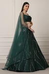 Pooja Peshoria_Green Silk Embellished Sequins Sweetheart Neck Draped Lehenga Set _Online_at_Aza_Fashions