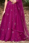 Shop_Pooja Peshoria_Purple Georgette V Neck Embroidered Lehenga Set _Online_at_Aza_Fashions