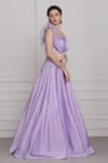 Pooja Peshoria_Purple Draped Blouse And Skirt Set_Online_at_Aza_Fashions