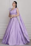 Buy_Pooja Peshoria_Purple Draped Blouse And Skirt Set_Online_at_Aza_Fashions
