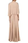 Shop_Masumi Mewawalla_Beige Georgette Gown Bandeau Cape Round Draped With _at_Aza_Fashions