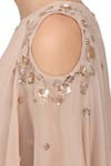 Buy_Masumi Mewawalla_Beige Georgette Gown Bandeau Cape Round Draped With _Online_at_Aza_Fashions