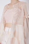 Masumi Mewawalla_Beige Silk, Raw Silk, Organza Round Embellished Jacket And Pant Set _Online_at_Aza_Fashions