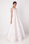 Buy_Masumi Mewawalla_White Dupion Boat Embroidered Gown  _at_Aza_Fashions