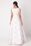 Shop_Masumi Mewawalla_White Dupion Boat Embroidered Gown  _at_Aza_Fashions