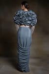 Shop_Masumi Mewawalla_Grey Crepe Draped Skirt And Organza Ruffle Top _at_Aza_Fashions