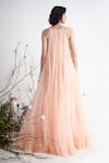 Shop_Masumi Mewawalla_Peach Organza Halter Trapeze Gown  _at_Aza_Fashions