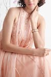 Masumi Mewawalla_Peach Organza Halter Trapeze Gown  _at_Aza_Fashions