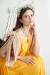 Shop_Masumi Mewawalla_Yellow Tabby Silk U Neck Embroidered Maxi Dress  _Online_at_Aza_Fashions