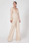 Buy_Masumi Mewawalla_Gold Dupion Embroidery V Neck Embellished Jumpsuit  _Online_at_Aza_Fashions