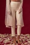 Shop_Masumi Mewawalla_White Organza, Dupion Silk V Neck Jacket And Pant Set_Online_at_Aza_Fashions