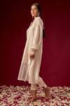 Masumi Mewawalla_White Organza, Dupion Silk Mandarin Collar Embroidered Kurta And Pant Set_Online_at_Aza_Fashions