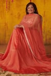 Masumi Mewawalla_Red Silk Hand Embroidered Sequins V Neck Anarkali With Dupatta  _at_Aza_Fashions