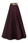 Buy_Masumi Mewawalla_Maroon Silk Flat Collar Embroidered Organza Lehenga Set _Online_at_Aza_Fashions