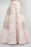 Buy_Masumi Mewawalla_Peach Organza Embroidery Round Embellished Crop Top And Lehenga Set _Online_at_Aza_Fashions