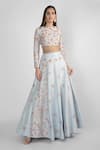 Buy_Masumi Mewawalla_Blue Raw Silk Embroidery Round Embellished Crop Top And Lehenga Set _at_Aza_Fashions