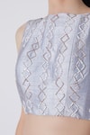 Masumi Mewawalla_Grey Dupion Embroidery Round Embellished Crop Top And Lehenga Set _Online_at_Aza_Fashions