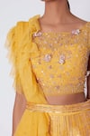 Masumi Mewawalla_Yellow Raw Silk Embroidery Round Bridal Lehenga Set _Online_at_Aza_Fashions