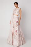 Buy_Masumi Mewawalla_White Dupion Boat Floral Embroidered Lehenga Set _at_Aza_Fashions