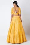 Shop_Masumi Mewawalla_Yellow Dupion Scoop Neck Floral Embroidered Lehenga Set _at_Aza_Fashions