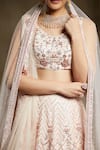 Buy_Masumi Mewawalla_Beige Silk V Neck Embroidered Bridal Lehenga Set _Online_at_Aza_Fashions