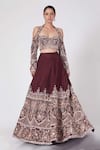 Masumi Mewawalla_Maroon Dupion Embroidery Sweetheart Halter Blouse And Lehenga Set _Online_at_Aza_Fashions