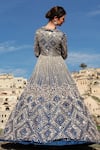 Buy_Masumi Mewawalla_Blue Dupion Embroidery Lapel Collar Jacket And Lehenga Set _Online_at_Aza_Fashions