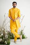 Buy_Masumi Mewawalla_Yellow Embroidered Sherwani And Kurta Set _Online_at_Aza_Fashions