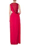 Shop_Masumi Mewawalla_Pink Raw Silk, Crepe Round Pre-draped Saree With Blouse _at_Aza_Fashions