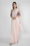 Buy_Masumi Mewawalla_Pink Crepe Ruffle Saree With Blouse  _at_Aza_Fashions