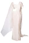 Shop_Masumi Mewawalla_White Organza, Crepe, Dupion, Shanton Scoop Neck Pre-draped Saree With Blouse _Online_at_Aza_Fashions