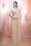 Buy_Masumi Mewawalla_Gold Silk, Crepe Round Embroidered Saree With Blouse _at_Aza_Fashions