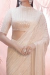 Buy_Masumi Mewawalla_Gold Silk, Crepe Round Embroidered Saree With Blouse _Online_at_Aza_Fashions