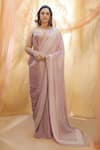 Buy_Masumi Mewawalla_Purple Crepe Embroidery Sweetheart Neck Saree With Corset Blouse  _at_Aza_Fashions