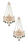 Paisley Pop_Gold Plated Beads, Diamonds Kundan Long Earrings _Online_at_Aza_Fashions