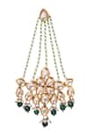 Shop_Paisley Pop_Gold Plated Beads, Diamonds Kundan Long Earrings _Online_at_Aza_Fashions