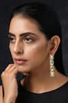 Buy_Paisley Pop_Gold Plated Gota Patti Kundan Earrings _at_Aza_Fashions