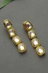 Shop_Paisley Pop_Gold Plated Gota Patti Kundan Earrings _at_Aza_Fashions