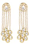 Shop_Paisley Pop_Gold Plated Diamonds, Stones Kundan Chain Danglers _at_Aza_Fashions