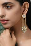 Shop_Paisley Pop_Gold Plated Diamonds, Stones Kundan Chain Danglers _Online_at_Aza_Fashions