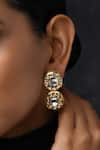 Paisley Pop_Gold Plated Kundan Handcrafted Tiered Drop Earrings _Online_at_Aza_Fashions